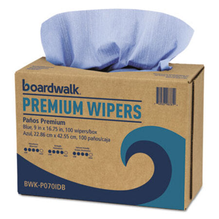 Boardwalk® Hydrospun Wipers, 9 x 16.75, Blue, 100 Wipes/Box, 10 Boxes/Carton - CT/1 - BWK-P070IDB-CT