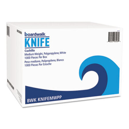 Boardwalk® Mediumweight Polypropylene Cutlery, Knife, White, 1000/Carton - CT/1 - BWK-KNIFEMWPP-CT