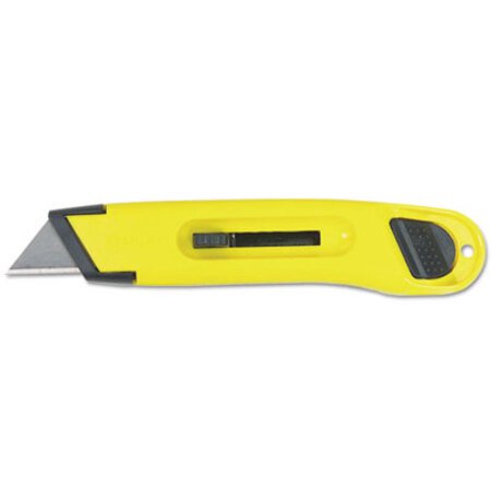 Stanley® Plastic Light-Duty Utility Knife with Retractable Blade, 6" Plastic Handle, Yellow - Each - BOS-10065-EA