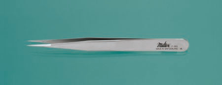 Integra Lifesciences Splinter Forceps Miltex® Swiss-Jeweler 4-3/4 Inch Length Surgical Grade NonMagnetic Stainless Steel NonSterile NonLocking Thumb Handle Straight Narrow Fine Tips - Each - 17-303-EA