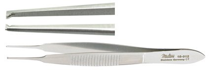 Integra Lifesciences Tissue Forceps Miltex® Lester 3-3/4 Inch Length OR Grade German Stainless Steel NonSterile NonLocking Thumb Handle Straight Serrated Tips with 1 X 2 Teeth - Each - 18-912-EA