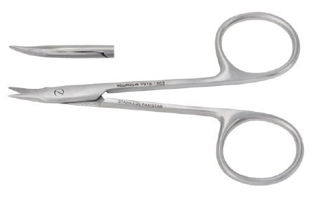 Integra Lifesciences Operating Scissors Vantage® Gradle 3-3/4 Inch Length Office Grade Stainless Steel NonSterile Finger Ring Handle Curved Blade Sharp Tip / Sharp Tip - Each - V918-1652-EA