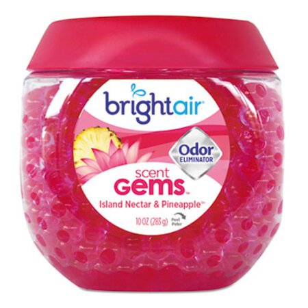 BRIGHT Air® Scent Gems Odor Eliminator, Island Nectar and Pineapple, Pink, 10 oz Jar - Each - BRI-900229-EA