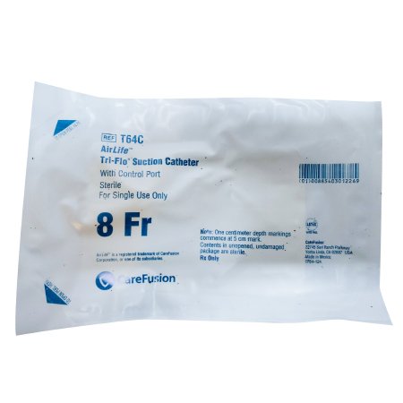 Vyaire Medical Suction Catheter AirLife® Single Style 8 Fr. Control Port Vent - Case of 50 - T64C-CS