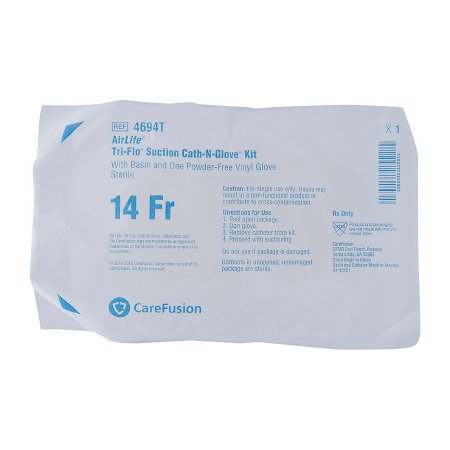 Vyaire Medical Suction Catheter Kit AirLife® Cath-N-Glove® 14 Fr. NonSterile - Case of 100 - 4694T-CS