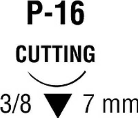 Covidien Nonabsorbable Suture with Needle Monosof™~Dermalon™ Nylon P-16 3/8 Circle Precision Reverse Cutting Needle Size 7 - 0 Monofilament - Box of 36 - SN-1647-BX