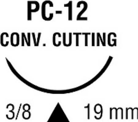 Covidien Absorbable Suture with Needle Polysorb™ Polyester PC-12 3/8 Circle Conventional Cutting Needle Size 4 - 0 Braided - Box of 36 - SL-1653-BX