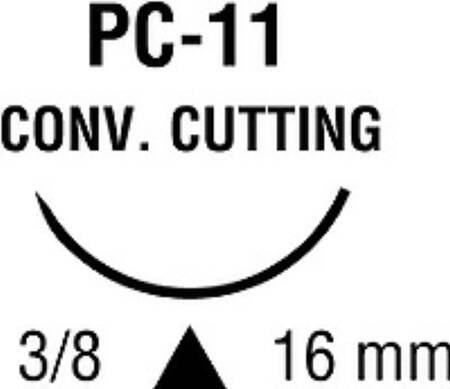 Covidien Nonabsorbable Suture with Needle Surgipro™ Polypropylene PC-11 3/8 Circle Precision Conventional Cutting Needle Size 5 - 0 Monofilament - Box of 36 - SP-1635-BX