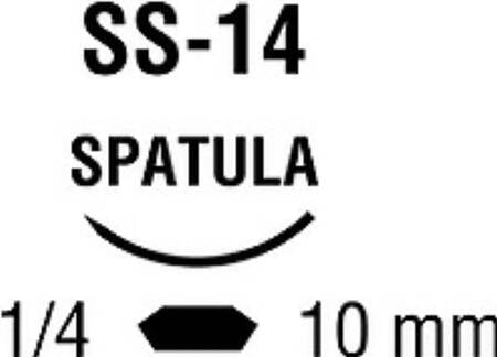 Covidien Nonabsorbable Suture with Needle Surgidac™ Polyester SS-14 1/4 Circle Spatula Needle Size 5 - 0 Braided - Box of 12 - D-1760K-BX