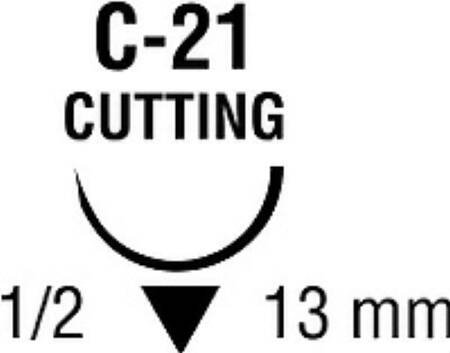 Covidien Absorbable Suture with Needle Chromic Gut C-21 1/2 Circle Reverse Cutting Needle Size 4 - 0 - Box of 12 - G-1744-BX