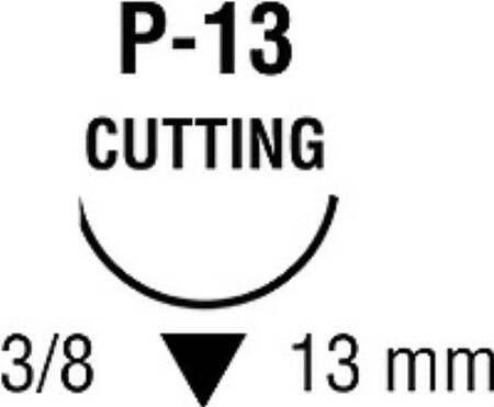 Covidien Nonabsorbable Suture with Needle Ti-Cron™ Polyester P-13 3/8 Circle Precision Reverse Cutting Needle Size 5 - 0 Braided - Box of 1 - SCD-2864G-BX