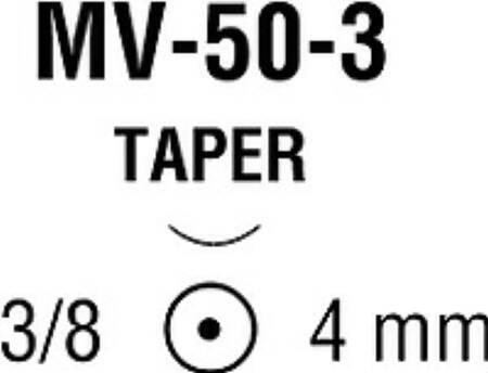 Covidien Nonabsorbable Suture with Needle Monosof™~Dermalon™ Nylon MV-50-3 3/8 Circle Taper Point Needle Size 11 - 0 Monofilament - Box of 12 - N-2500-BX