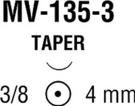Covidien Nonabsorbable Suture with Needle Monosof™~Dermalon™ Nylon MV-135-3 3/8 Circle Taper Point Needle Size 8 - 0 Monofilament - Box of 12 - N-2541-BX