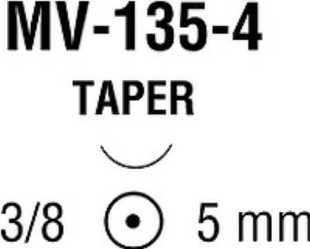Covidien Nonabsorbable Suture with Needle Monosof™~Dermalon™ Nylon MV-135-4 3/8 Circle Taper Point Needle Size 9 - 0 Monofilament - Box of 12 - N-2546-BX