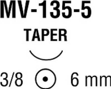 Covidien Absorbable Suture with Needle Polysorb™ Polyester MV-135-5 3/8 Circle Taper Point Needle Size 8 - 0 Braided - Box of 12 - L-2800-BX