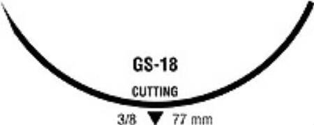 Covidien Nonabsorbable Suture with Needle Surgipro™ II Polypropylene GS -18 3/8 Circle Reverse Cutting Needle Size 2 Monofilament - Box of 1 - 3-CP-360-BX