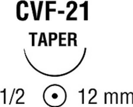 Covidien Absorbable Suture with Needle Polysorb™ Polyester CVF-21 1/2 Circle Taper Point Needle Size 5 - 0 Braided - Box of 36 - SL-432-BX
