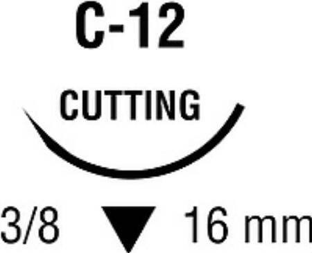 Covidien Absorbable Suture with Needle Polysorb™ Polyester C-12 3/8 Circle Reverse Cutting Needle Size 4 - 0 Braided - Box of 36 - SL-607-BX