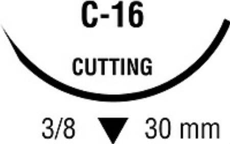 Covidien Nonabsorbable Suture with Needle Monosof™~Dermalon™ Nylon C-16 3/8 Circle Reverse Cutting Needle Size 3 - 0 Monofilament - Box of 36 - SN-671-BX