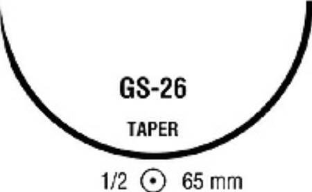 Covidien Nonabsorbable Suture with Needle Monosof™~Dermalon™ Nylon GS -26 1/2 Circle Taper Point Needle Size 0 Monofilament - Box of 24 - CN-823-L-BX