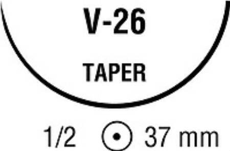 Covidien Nonabsorbable Suture with Needle Sofsilk™ Silk V-26 1/2 Circle Taper Point Needle Size 2 Braided - Box of 36 - CS-746-BX