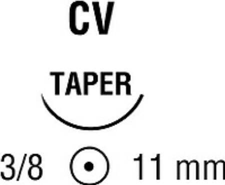Covidien Nonabsorbable Suture with Needle Surgipro™ II Polypropylene CV 3/8 Circle Taper Point Needle Size 6 - 0 Monofilament - Box of 36 - VP-776-X-BX