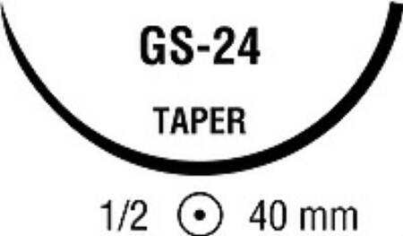 Covidien Nonabsorbable Suture with Needle Monosof™~Dermalon™ Nylon GS -24 1/2 Circle Taper Point Needle Size 0 Monofilament - Box of 1 - CN-825-L-BX