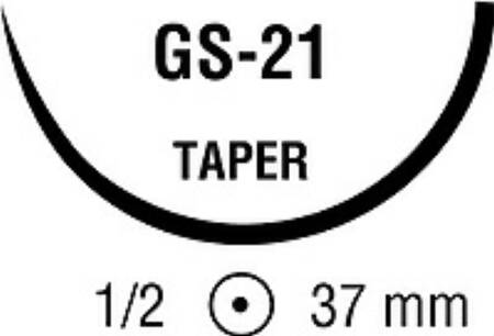 Covidien Nonabsorbable Suture with Needle Surgipro™ Polypropylene GS -21 1/2 Circle Taper Point Needle Size 1 Monofilament - Box of 36 - CP-425-BX