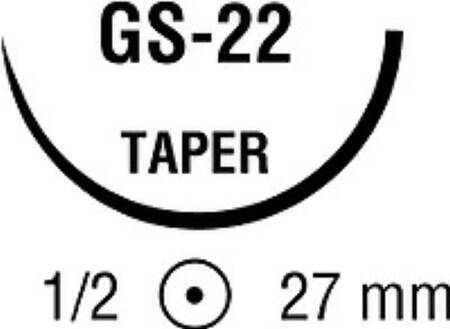 Covidien Nonabsorbable Suture with Needle Surgipro™ Polypropylene GS -22 1/2 Circle Taper Point Needle Size 2 - 0 Monofilament - Box of 12 - CP-16-M-BX