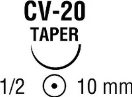 Covidien Nonabsorbable Suture with Needle Surgilon™ Nylon CV-20 1/2 Circle Taper Point Needle Size 5 - 0 Braided - Box of 24 - 88861910-22-BX