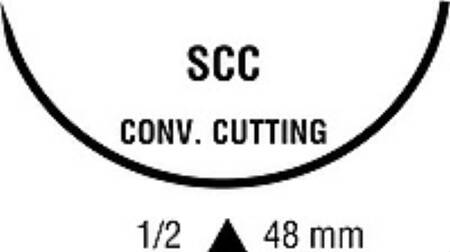 Covidien Nonabsorbable Suture with Needle Ti-Cron™ Polyester SCC 1/2 Circle Conventional Cutting Needle Size 5 Braided - Box of 6 - 88863127-79-BX