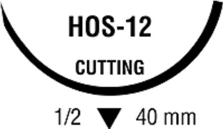 Covidien Nonabsorbable Suture with Needle Ti-Cron™ Polyester HOS-12 1/2 Circle Reverse Cutting Needle Size 2 Braided - Box of 1 - 88863026-81-BX