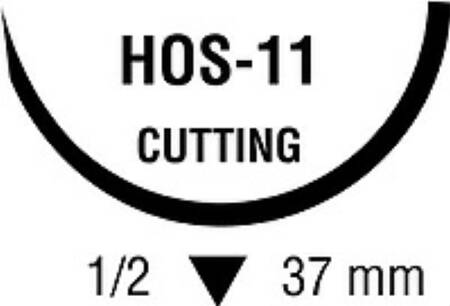 Covidien Nonabsorbable Suture with Needle Ti-Cron™ Polyester HOS-11 1/2 Circle Reverse Cutting Needle Size 1 Braided - Box of 36 - 88863028-71-BX