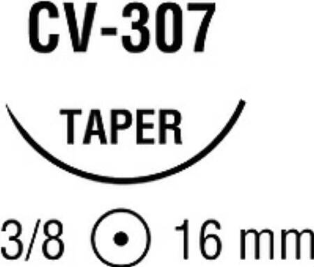 Covidien Nonabsorbable Suture with Needle Ti-Cron™ Polyester CV-307 3/8 Circle Taper Point Needle Size 3 - 0 Braided - Box of 36 - 88863229-41-BX