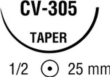 Covidien Nonabsorbable Suture with Needle Ti-Cron™ Polyester CV-305 1/2 Circle Taper Point Needle Size 2 - 0 Braided - Box of 6 - 88863356-56-BX