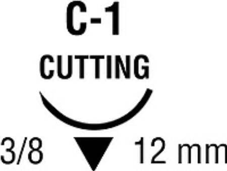 Covidien Nonabsorbable Suture with Needle Novafil™ Polybutester C-1 3/8 Circle Reverse Cutting Needle Size 5 - 0 Monofilament - Box of 12 - 8886441923-BX