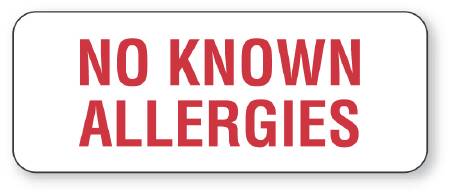 United Ad Label Pre-Printed Label UAL™ Allergy Alert White Paper No Known Allergies Red Alert Label 7/8 X 2-1/4 Inch - Roll of 1 - ULHN279-RL