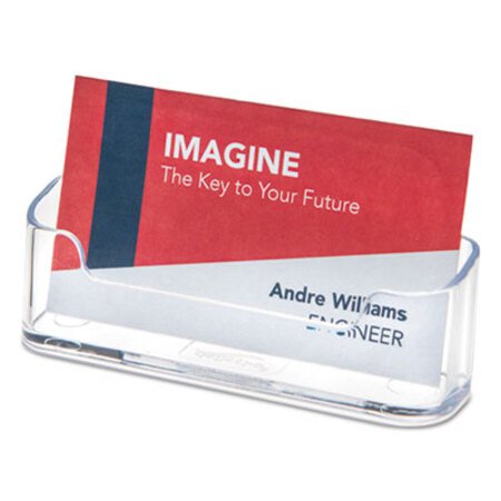 Deflecto® Horizontal Business Card Holder, Holds 50 Cards, 3.88 x 1.38 x 1.81, Plastic, Clear - Each - DEF-70101-EA