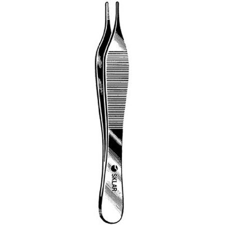 Sklar Dressing Forceps Sklar® Adson-Ewald 4-3/4 Inch Length OR Grade Stainless Steel NonSterile NonLocking Thumb Handle Straight Serrated Tips - Each - 50-3147-EA