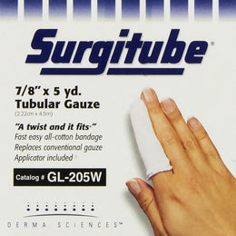 Gentell Tubular Retainer Dressing Surgitube® Cotton 7/8 Inch X 5 Yard Size 2 White Large Finger / Toe NonSterile - DZ/12 - GL205W-DZ