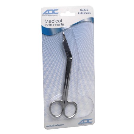 American Diagnostic Corp Bandage Scissors ADC® Lister 5-1/2 Inch Length Floor Grade Stainless Steel NonSterile Finger Ring Handle Angled Blunt Tip / Blunt Tip - Each - 301-EA