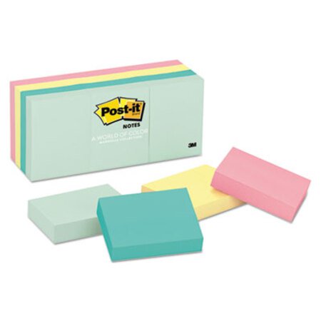 Post-it® Notes Original Pads in Beachside Cafe Collection Colors, 1.38" x 1.88", 100 Sheets/Pad, 12 Pads/Pack - Pack of 1 - MMM-653AST-PK