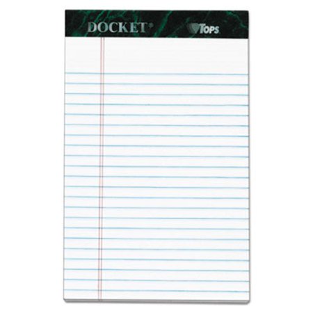 TOPS™ Docket Ruled Perforated Pads, Narrow Rule, 50 White 5 x 8 Sheets, 6/Pack - Pack of 1 - TOP-63366-PK
