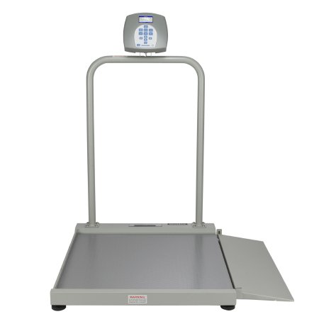 Health O Meter Wheelchair Scale Health O Meter® Digital LCD Display 1000 lbs. 454 kg Capacity Gray AC Adapter / Battery Operated - Each - 2500KL-EA