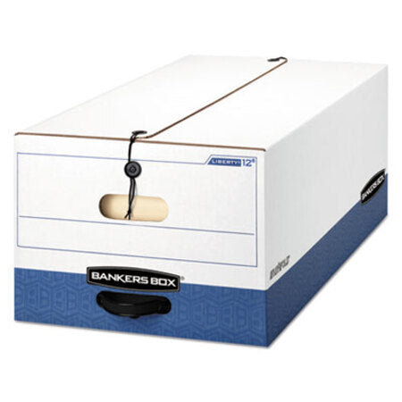 Bankers Box® LIBERTY Heavy-Duty Strength Storage Boxes, Legal Files, 15.25" x 24.13" x 10.75", White/Blue, 12/Carton - CT/12 - FEL-00012-CT