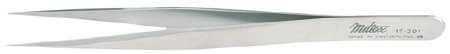 Integra Lifesciences Splinter Forceps Miltex® Swiss-Jeweler 4-3/4 Inch Length Surgical Grade NonMagnetic Stainless Steel NonSterile NonLocking Thumb Handle Straight Fine Tip - Each - 17-301-EA