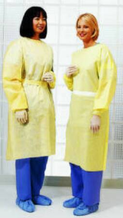 Cardinal Protective Procedure Gown X-Large Yellow NonSterile Not Rated Disposable - Case of 100 - 2101PG-CS