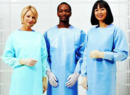 Cardinal Protective Procedure Gown One Size Fits Most Blue NonSterile AAMI Level 4 Disposable - Case of 100 - 4201PG-CS