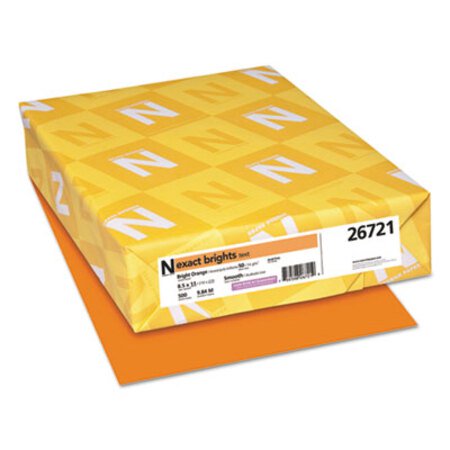 Neenah Paper Exact Brights Paper, 20 lb Bond Weight, 8.5 x 11, Bright Orange, 500/Ream - RM/1 - WAU-26721-RM