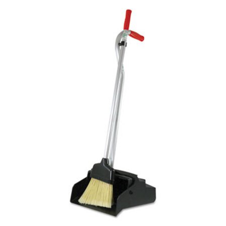 Unger® Ergo Dustpan With Broom, 12w x 33h, Metal with Vinyl Coated Handle, Red/Silver - Each - UNG-EDPBR-EA